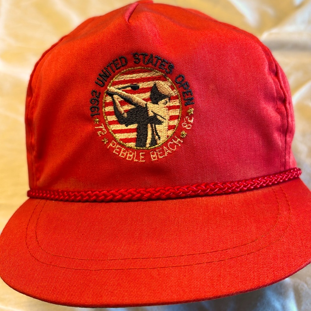 Vintage 1992 US Open Pebble Beach clipback red hat , OS , $28